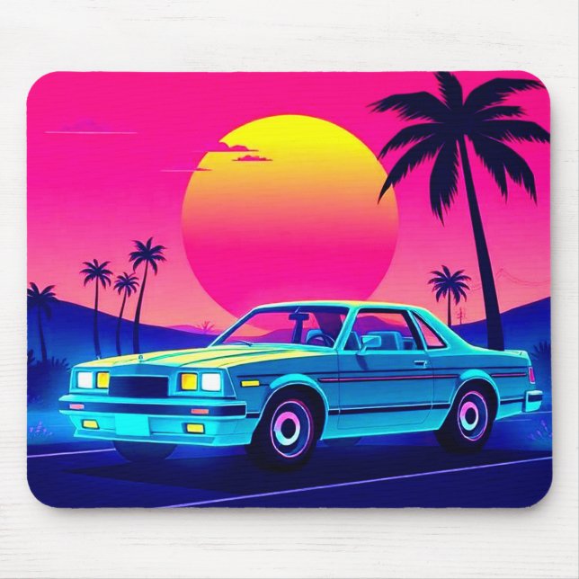 Alfombrilla De Ratón Retro 80s Outrun Sunset XL Gaming Desk Mat (Frente)