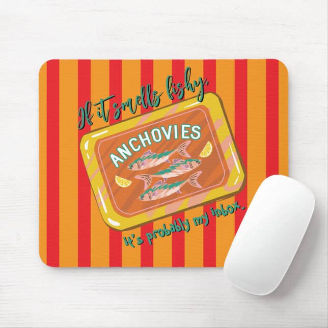 Alfombrilla De Ratón Retro Anchovies Funny Office Humor Mousepad (Con ratón)