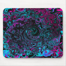 Alfombrilla De Ratón Retro Aqua Magenta y Black Abstract Swirl