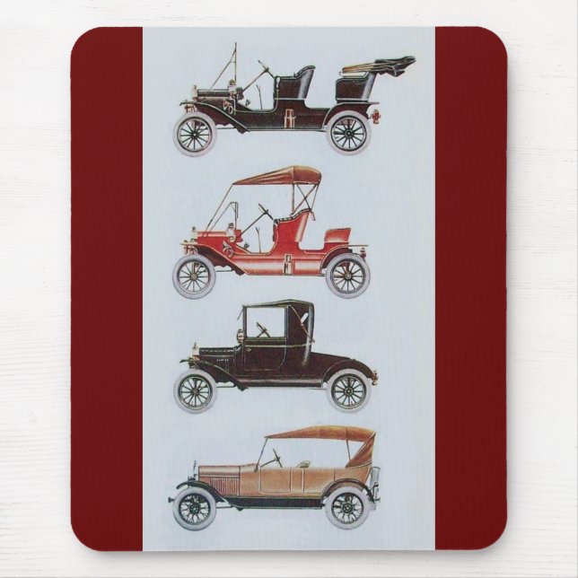 Alfombrilla De Ratón RETRO CARS 2 , AUTO RESTAURACIÓN rojo pardo gris (Frente)