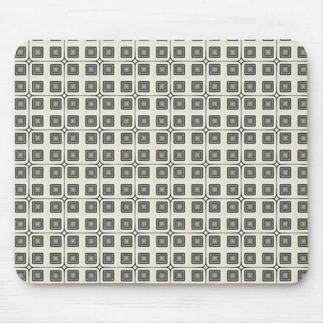 Alfombrilla De Ratón Retro Charm Squares Mousepad, Negro (Frente)