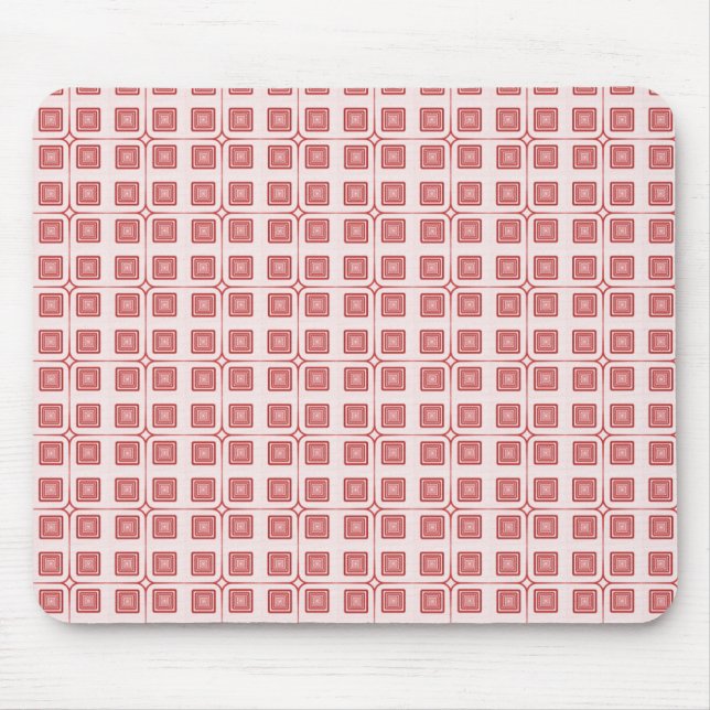 Alfombrilla De Ratón Retro Charm Squares Mousepad, Rojo (Frente)