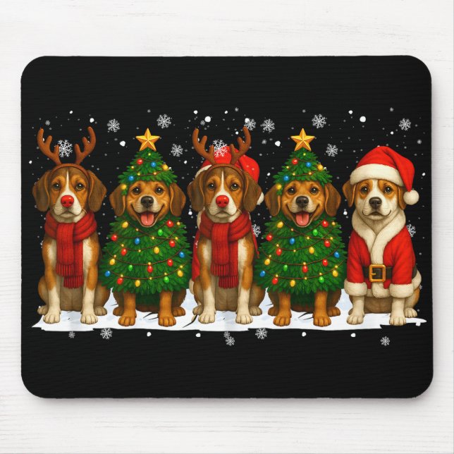 Alfombrilla De Ratón Retro Christmas Beagle Santa Reindeer Dog Lover  (Frente)