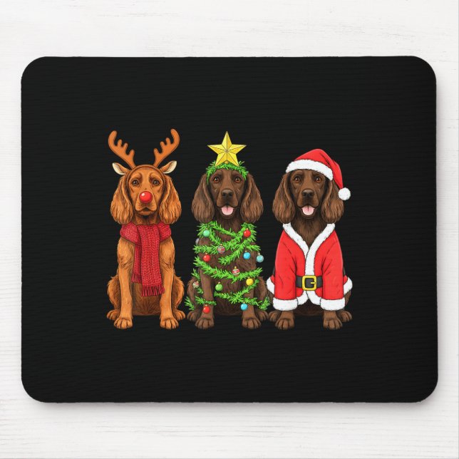 Alfombrilla De Ratón Retro Christmas Boykin Spaniel Santa Reindeer Dog  (Frente)