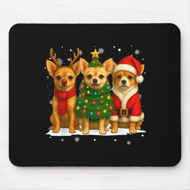 Alfombrilla De Ratón Retro Christmas Chihuahua Santa Reindeer Dog Lover (Frente)