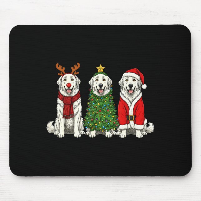 Alfombrilla De Ratón Retro Christmas Great Pyrenees Santa Reindeer Dog  (Frente)