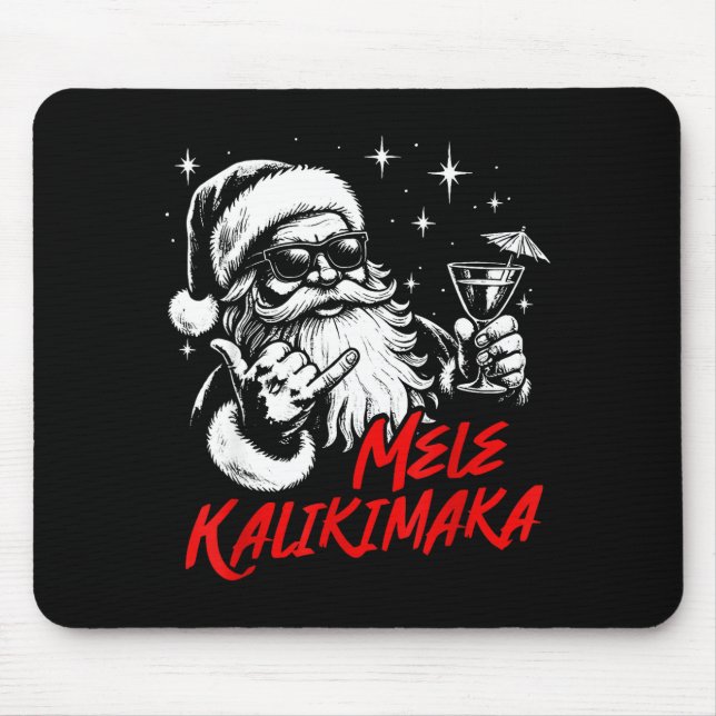 Alfombrilla De Ratón Retro Christmas Mele Kalikimaka Santa Shaka Hawaii (Frente)