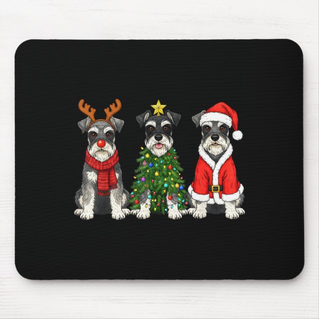 Alfombrilla De Ratón Retro Christmas Miniature Schnauzer Santa Reindeer (Frente)
