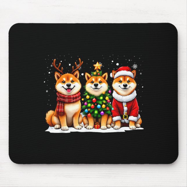 Alfombrilla De Ratón Retro Christmas Shiba Inu Santa Reindeer Dog Lover (Frente)