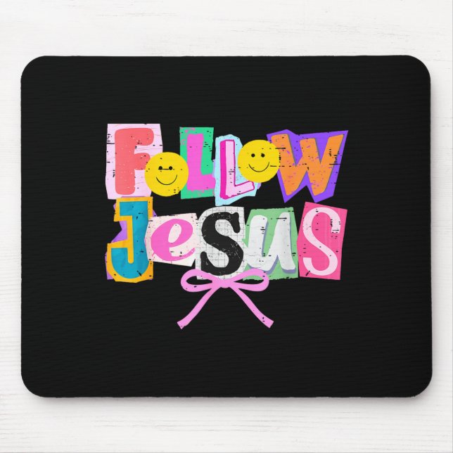 Alfombrilla De Ratón Retro Coquette Cute Follow Jesus Bible Verse Faith (Frente)
