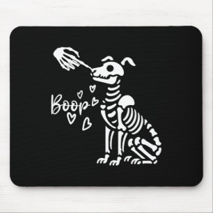 Alfombrilla De Ratón Retro Cute Skeleton Hand Boop Dog Funny Halloween