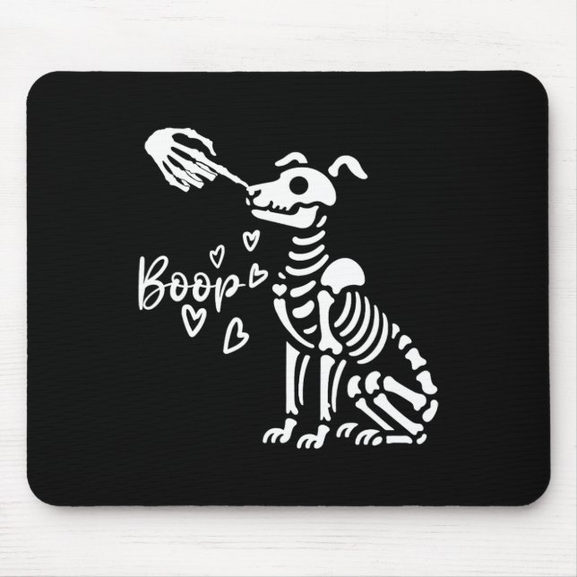 Alfombrilla De Ratón Retro Cute Skeleton Hand Boop Dog Funny Halloween (Frente)
