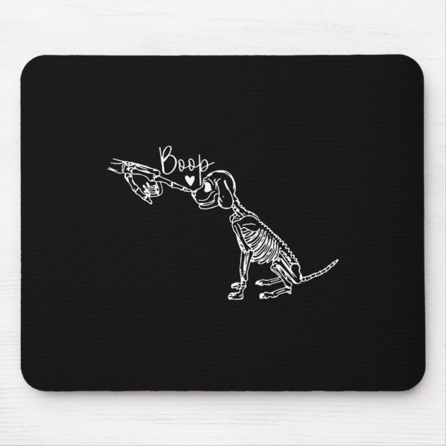 Alfombrilla De Ratón Retro Cute Skeleton Hand Boop Dog Funny Halloween (Frente)
