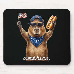 Alfombrilla De Ratón Retro Divertido América Capybara Amante de Hot Dog