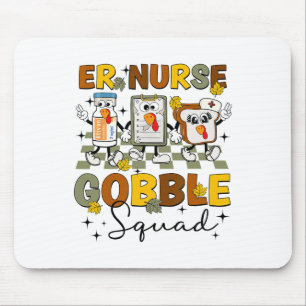 Alfombrilla De Ratón Retro Er Enfermera Gobble Squad Acción de Gracias 