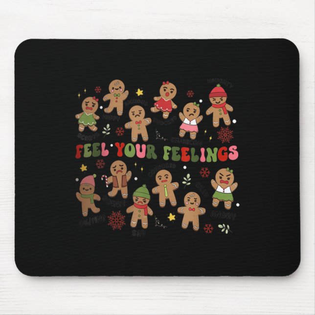 Alfombrilla De Ratón Retro Feel Your Feelings Gingerbread Christmas Men (Frente)