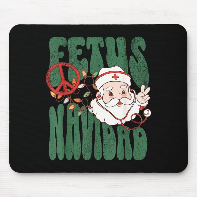 Alfombrilla De Ratón Retro Fetus Navidad Santa Claus Christmas Obgyn Nu (Frente)
