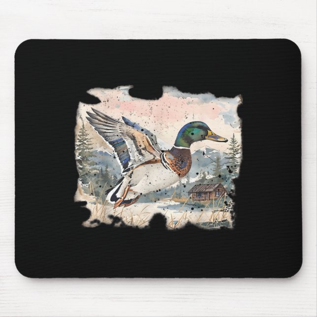 Alfombrilla De Ratón Retro Funny Mallard Duck Waterfowl Hunting Cozy Se (Frente)