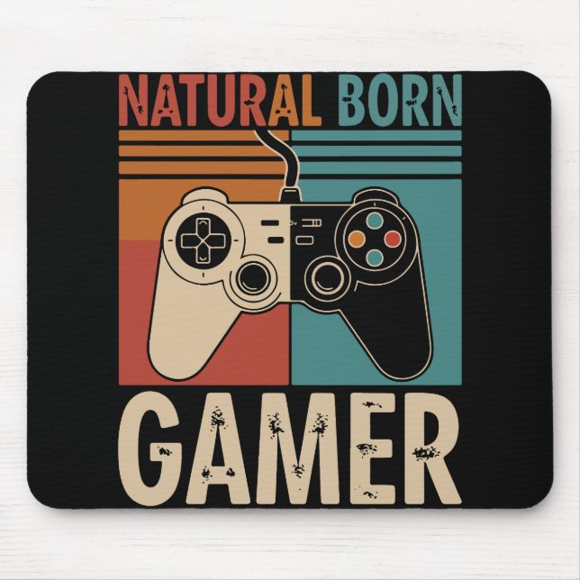 Alfombrilla De Ratón Retro Gamer Divertido Nacido para Jugar (Frente)