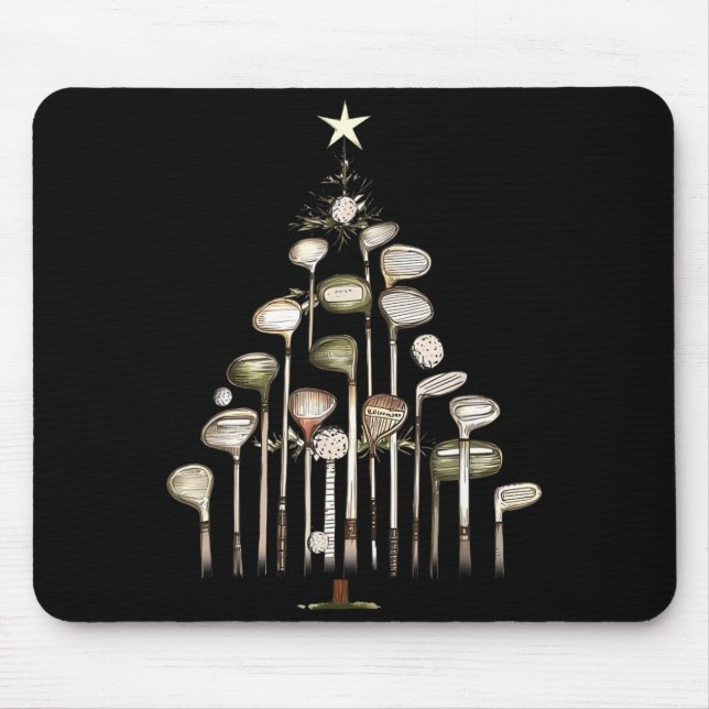Alfombrilla De Ratón Retro Golf Club Christmas Tree Golfing Xmas Golfer (Frente)