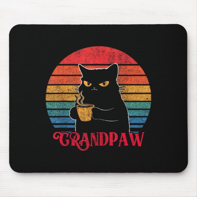 Alfombrilla De Ratón Retro Grandpaw Funny Sarcastic Cat Lover Quote Gra (Frente)