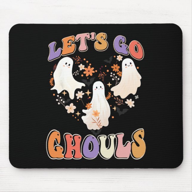Alfombrilla De Ratón Retro Groovy Vamos Ghouls Funny Coupl de Halloween (Frente)