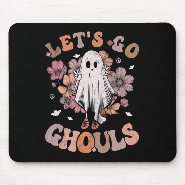 Alfombrilla De Ratón Retro Groovy Vamos Ghouls Ghost 70 Hippie Hall (Frente)
