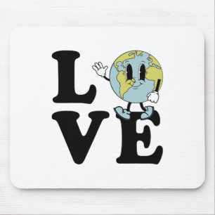 Alfombrilla De Ratón Retro Groovy World Love Earth Day Environmental