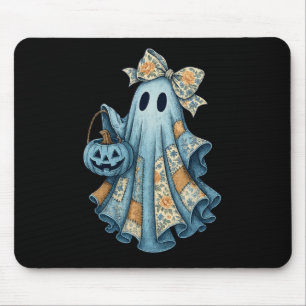 Alfombrilla De Ratón Retro Halloween Blue Denim Ghost Fall Spokin