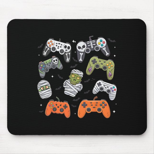 Alfombrilla De Ratón Retro Halloween Gaming Controller Skeleton Game Ha (Frente)
