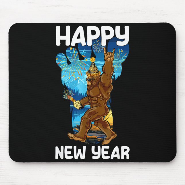 Alfombrilla De Ratón Retro Happy New Year 2026 Bigfoot Lovers New Years (Frente)