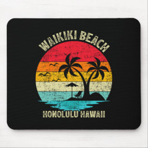 Alfombrilla De Ratón Retro Honolulu Hawaii Waik de vacaciones familiare