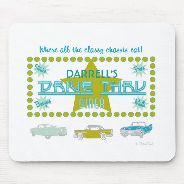 Alfombrilla De Ratón Retro Impulsión-Por el comensal (grn) (Frente)