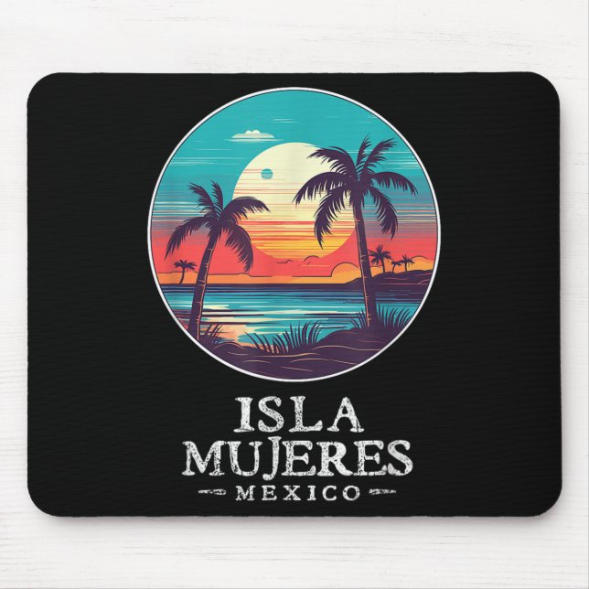 Alfombrilla De Ratón Retro Isla Mujeres Mexico Beach Sunset Souvenir Me (Frente)