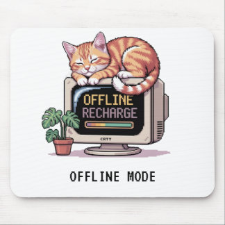 Alfombrilla De Ratón Retro Lofi PixelArt Sleeping Cat Offline Mouse Pad