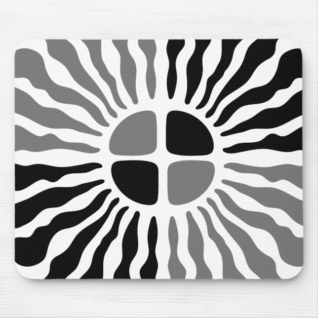 Alfombrilla De Ratón Retro Mod Black and White Sunburst Geometric Mouse (Frente)
