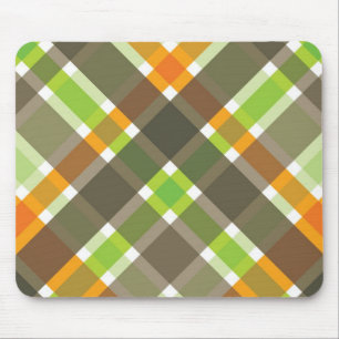 Alfombrilla De Ratón Retro Naranja Green Brown Plaid Mousepad