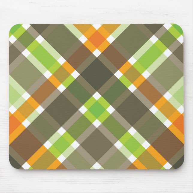 Alfombrilla De Ratón Retro Naranja Green Brown Plaid Mousepad (Frente)