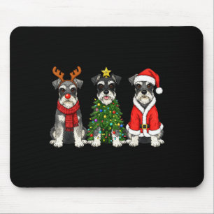 Alfombrilla De Ratón Retro Navidad Miniatura Schnauzer Santa Reno