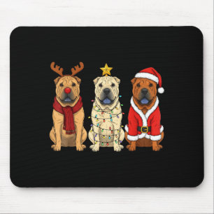 Alfombrilla De Ratón Retro Navidad Shar Pei Santa Reno Perro Amante