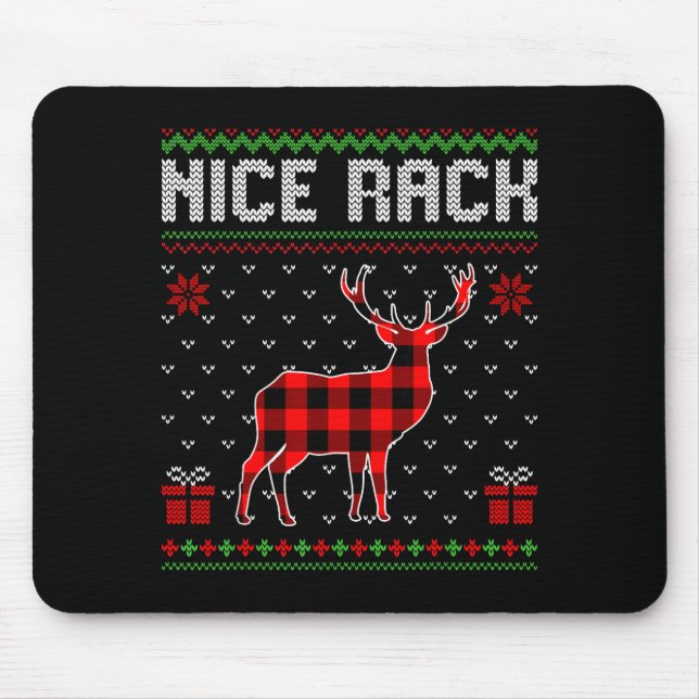 Alfombrilla De Ratón Retro Nice Rack Ugly Christmas Sweater Couples Mat (Frente)