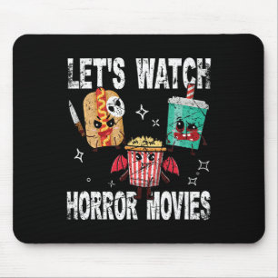 Alfombrilla De Ratón Retro Observemos Películas De Horror Cute Hallowee