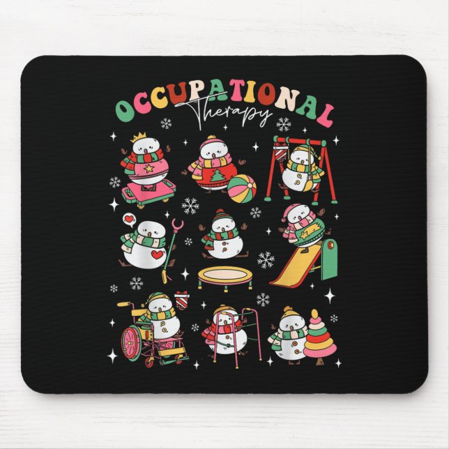 Alfombrilla De Ratón Retro Occupational Therapy Christmas Snowman Ot Ot (Frente)