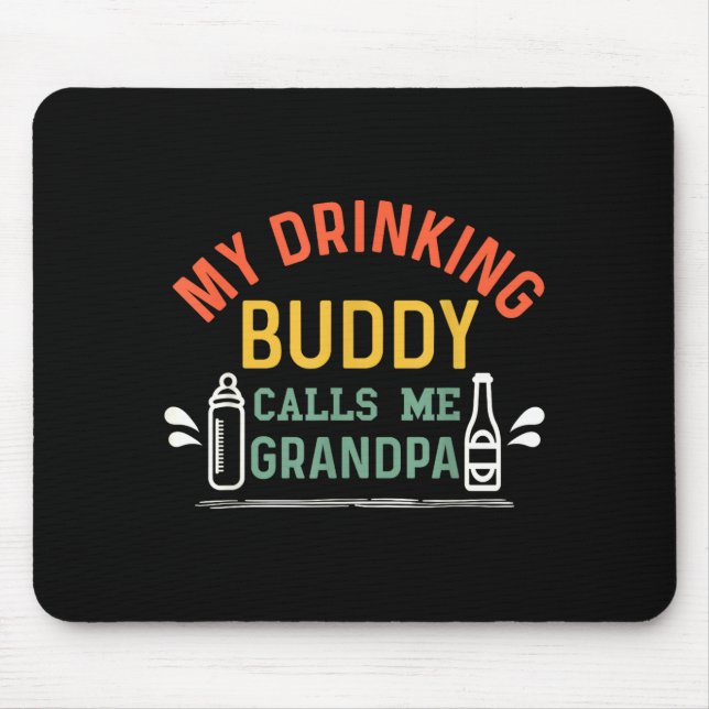 Alfombrilla De Ratón Retro Pregnancy Announcement Grandpa My Drinking B (Frente)