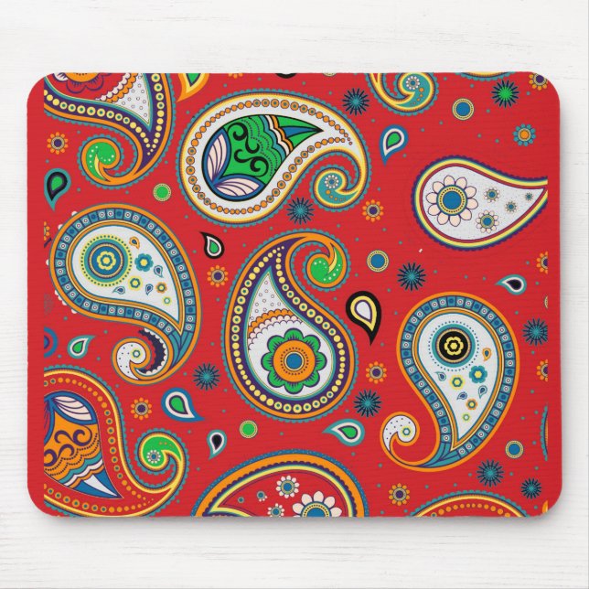 Alfombrilla De Ratón Retro Red Paisley Print Thick Computer Mousepad (Frente)