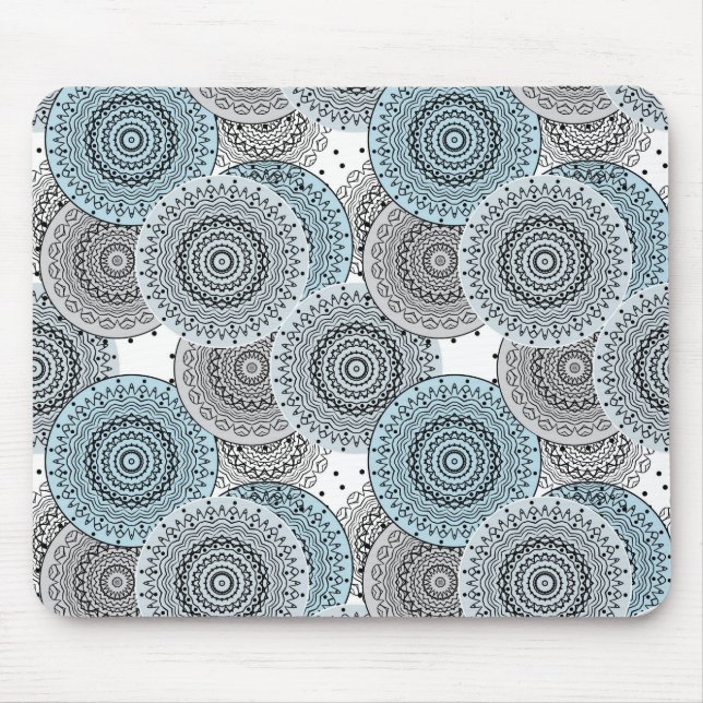 Alfombrilla De Ratón Retro, retro, azul y gris, elegante (Frente)