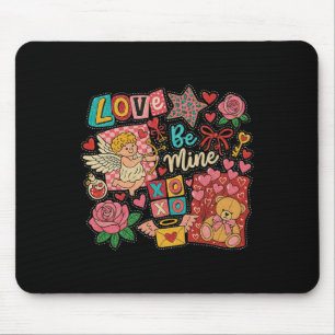 Alfombrilla De Ratón Retro San Valentín Xoxo Sé Mío Rosa Cupido Cuadros