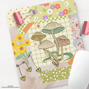 Alfombrilla De Ratón Retro scrapbook coloquio arte floral hongos