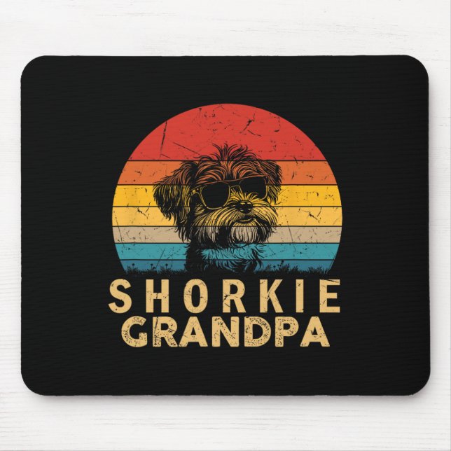 Alfombrilla De Ratón Retro Shorkie Abuelo Perros Amantes Paw Dad D (Frente)