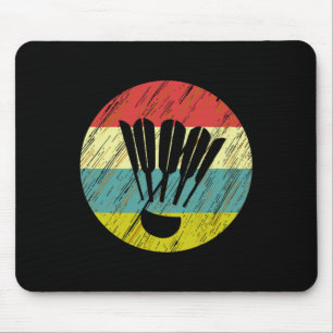 Alfombrilla De Ratón Retro Shuttle Racket Sports Badminton Player Athle